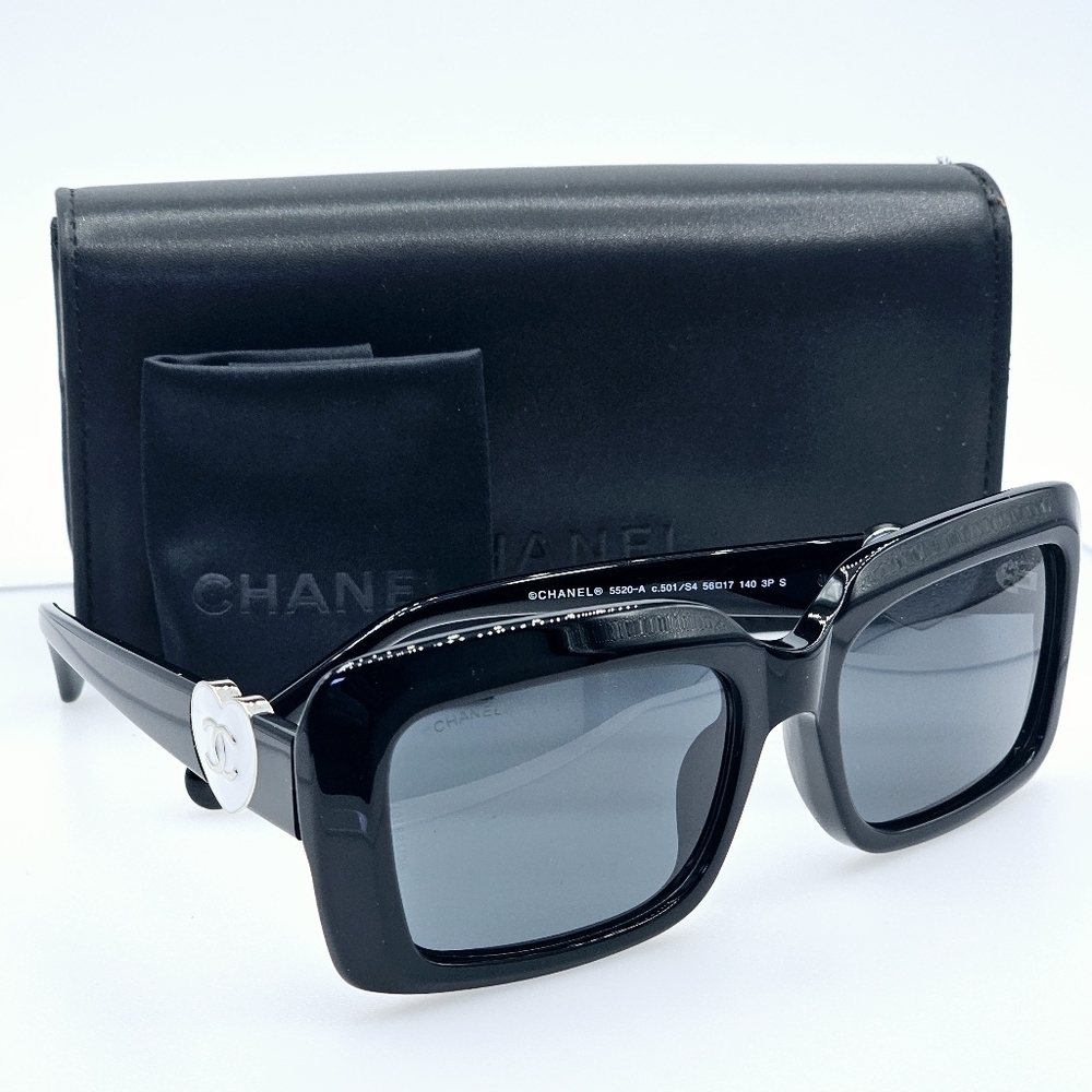 CHANEL CH5520A C501/S4 Designer Sunglasses | Black & Silver Frame | Grey Lenses - Picture 9 of 16
